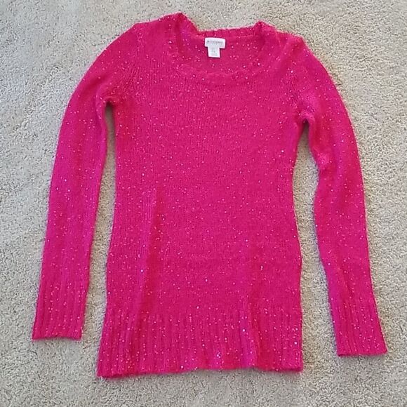 2 for $10! Motherhood Maternity Pink w/ Sequence Sweater - Picture 1 of 3